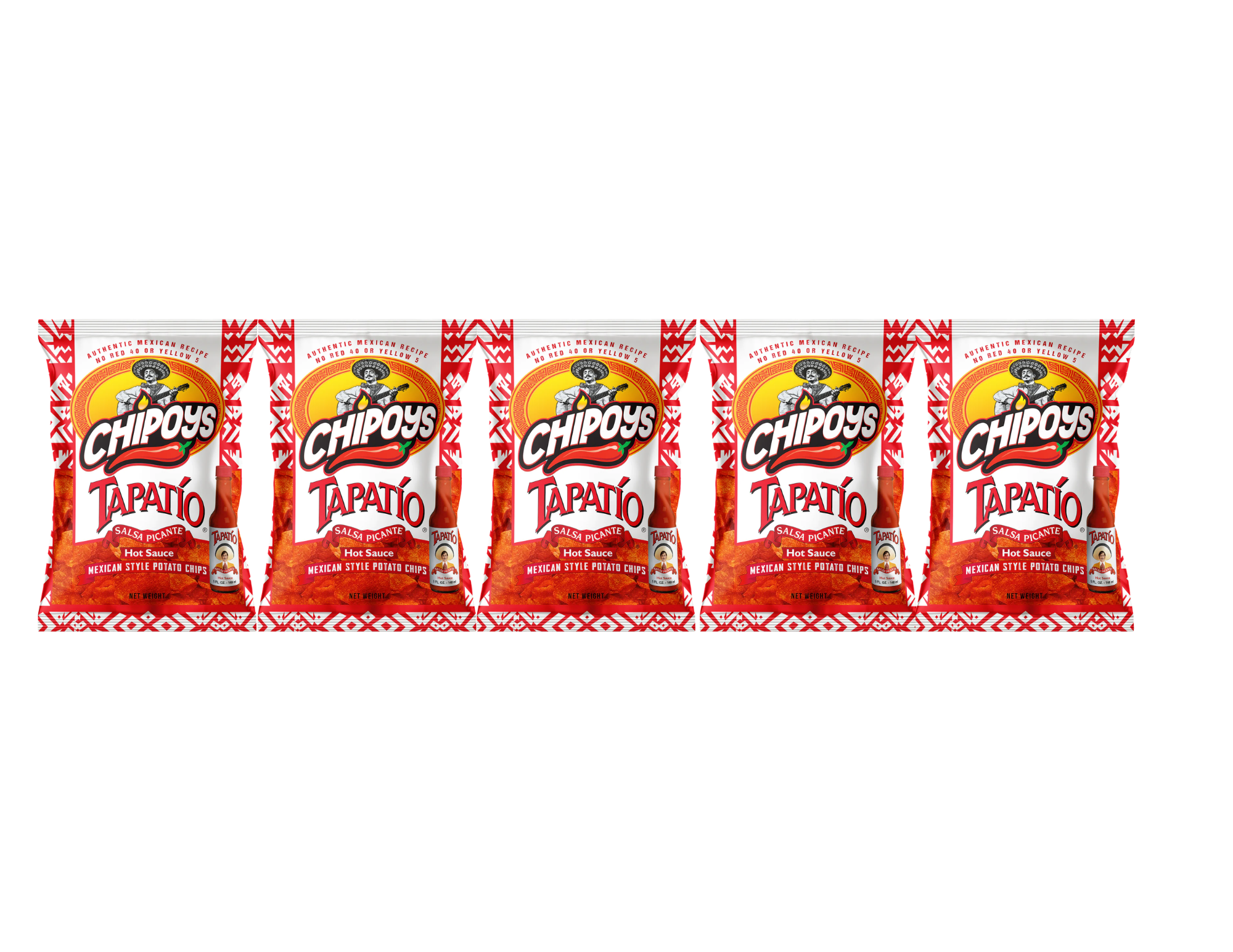 Chipoys Tapatío Mexican Style Potato Chips, 2.5oz (5-Pack)