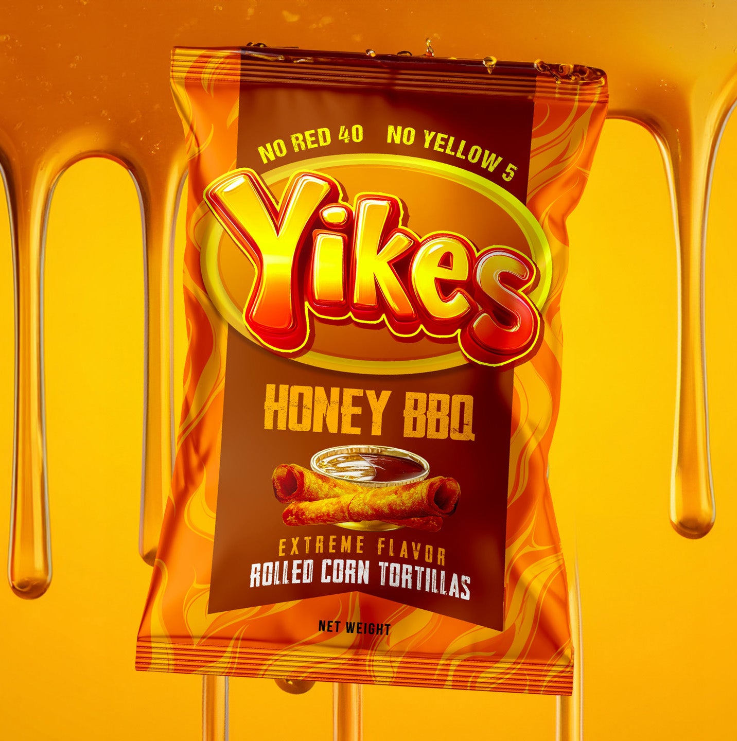 Yikes Honey BBQ Chips – Sweet & Smoky Barbecue Snack, 4oz Bags (Case of 10)