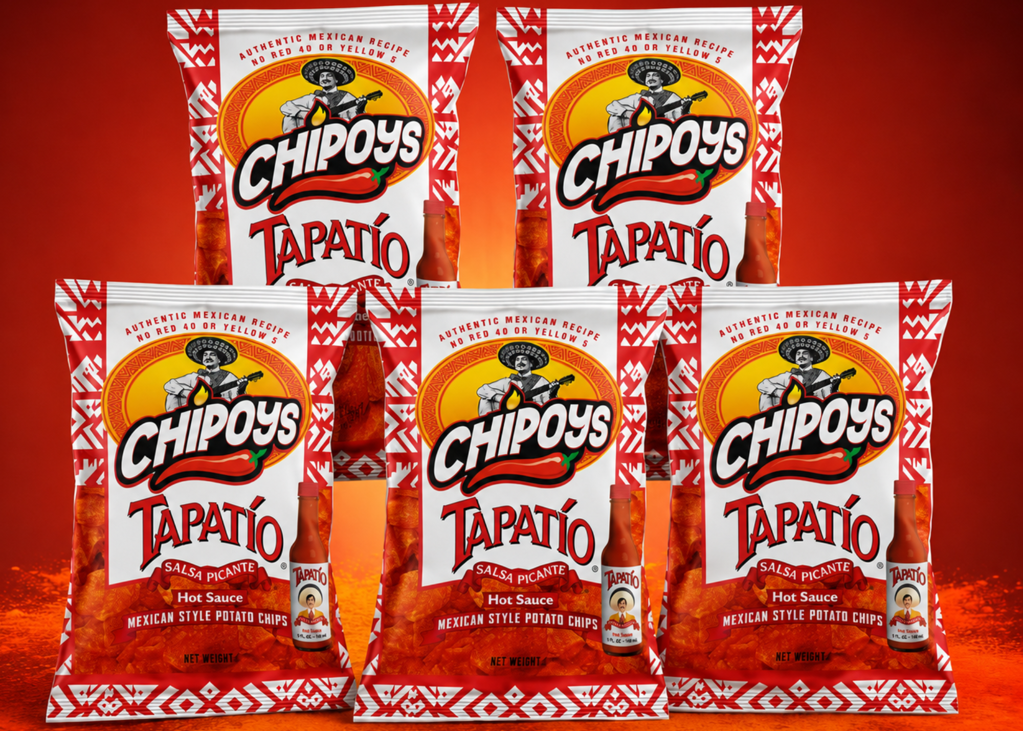 Chipoys Tapatío Mexican Style Potato Chips, 2.5oz (5-Pack)