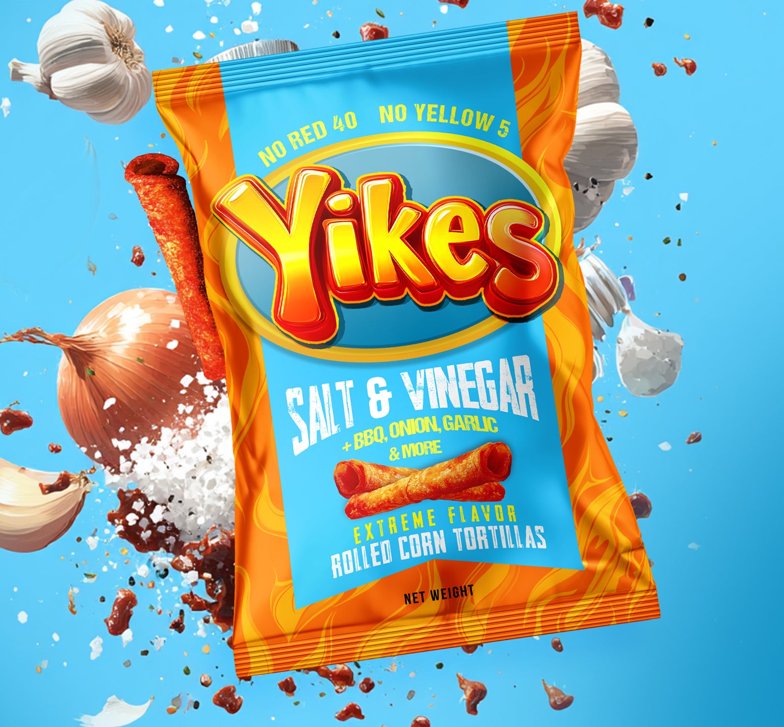 Yikes Salt & Vinegar Chips – Tangy Kettle Style Snack, 4oz Bags (Case of 10)