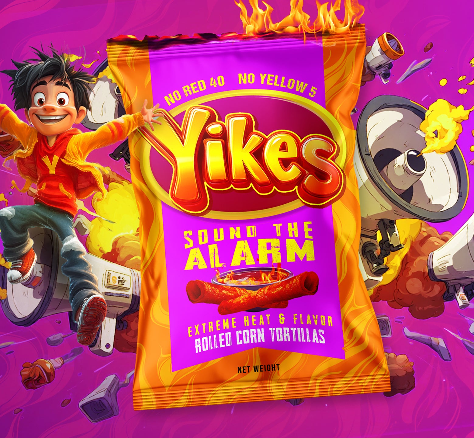 Yikes Sound The Alarm Chips – Extra Hot Spicy Snack, 4oz Bags (Case of 10)