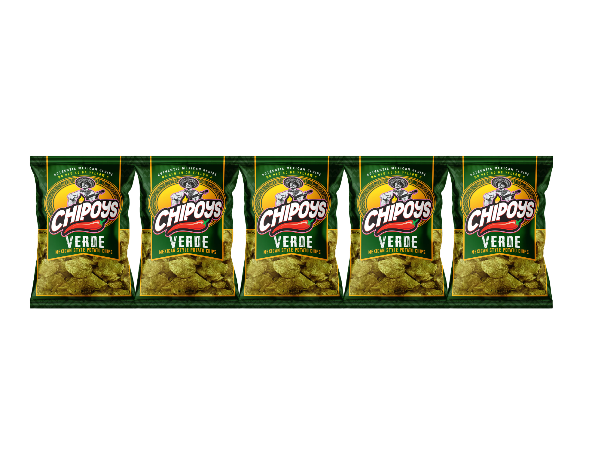 Chipoys Verde Mexican Style Potato Chips, 2.5oz (5-Pack)