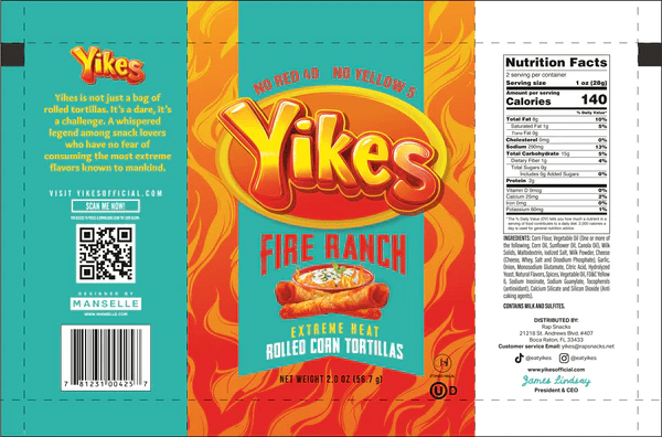 Yikes Fire Ranch – Spicy Ranch Snack, 4oz Bags (Case of 10)