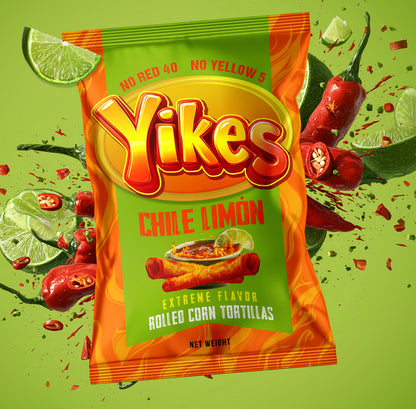 Yikes Chile Limón Chips – Spicy Chili Lime Snack, 4oz Bags (Case of 10)