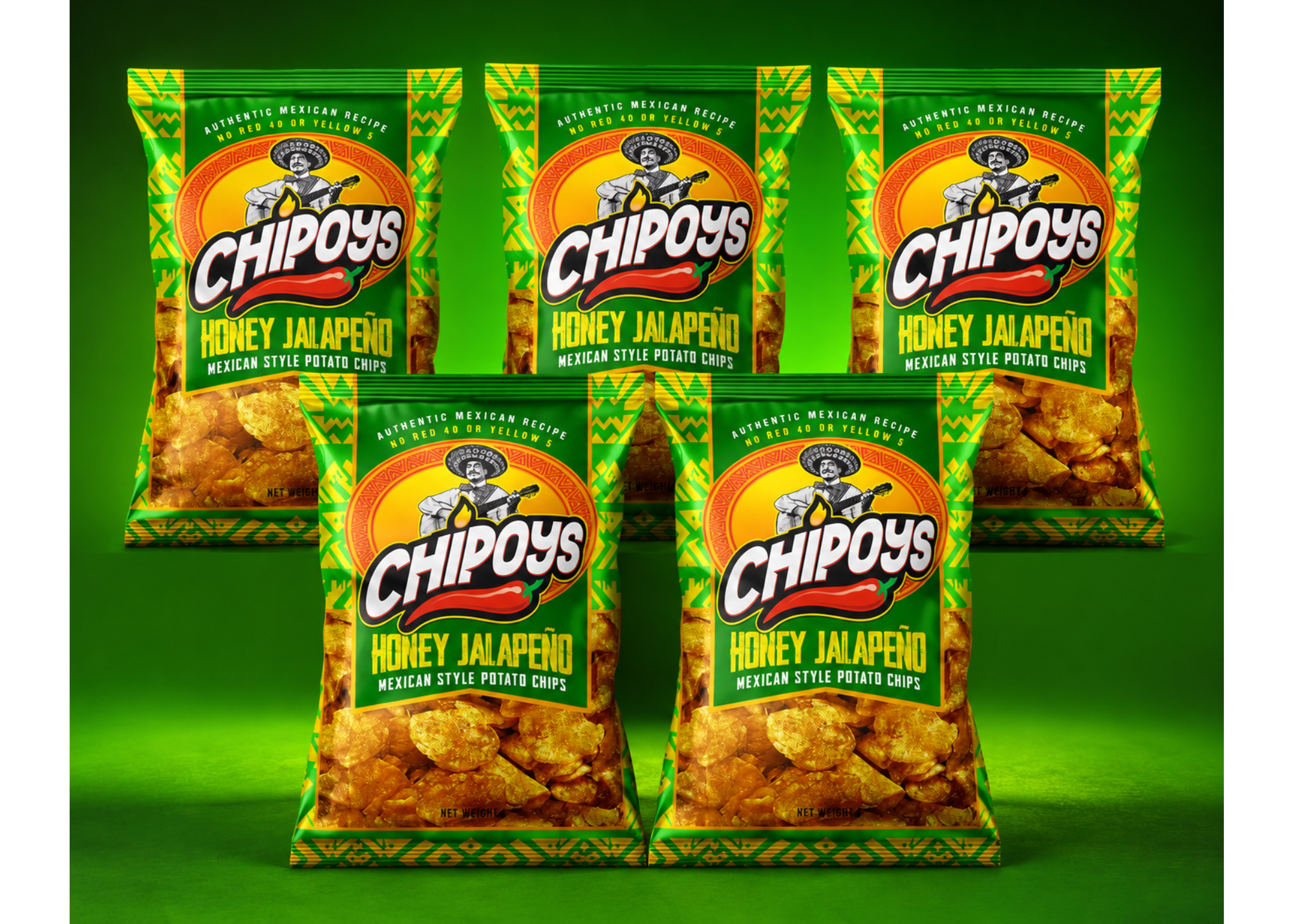 Chipoys Honey Jalapeño Mexican Style Potato Chips, 2.5oz (5-Pack)