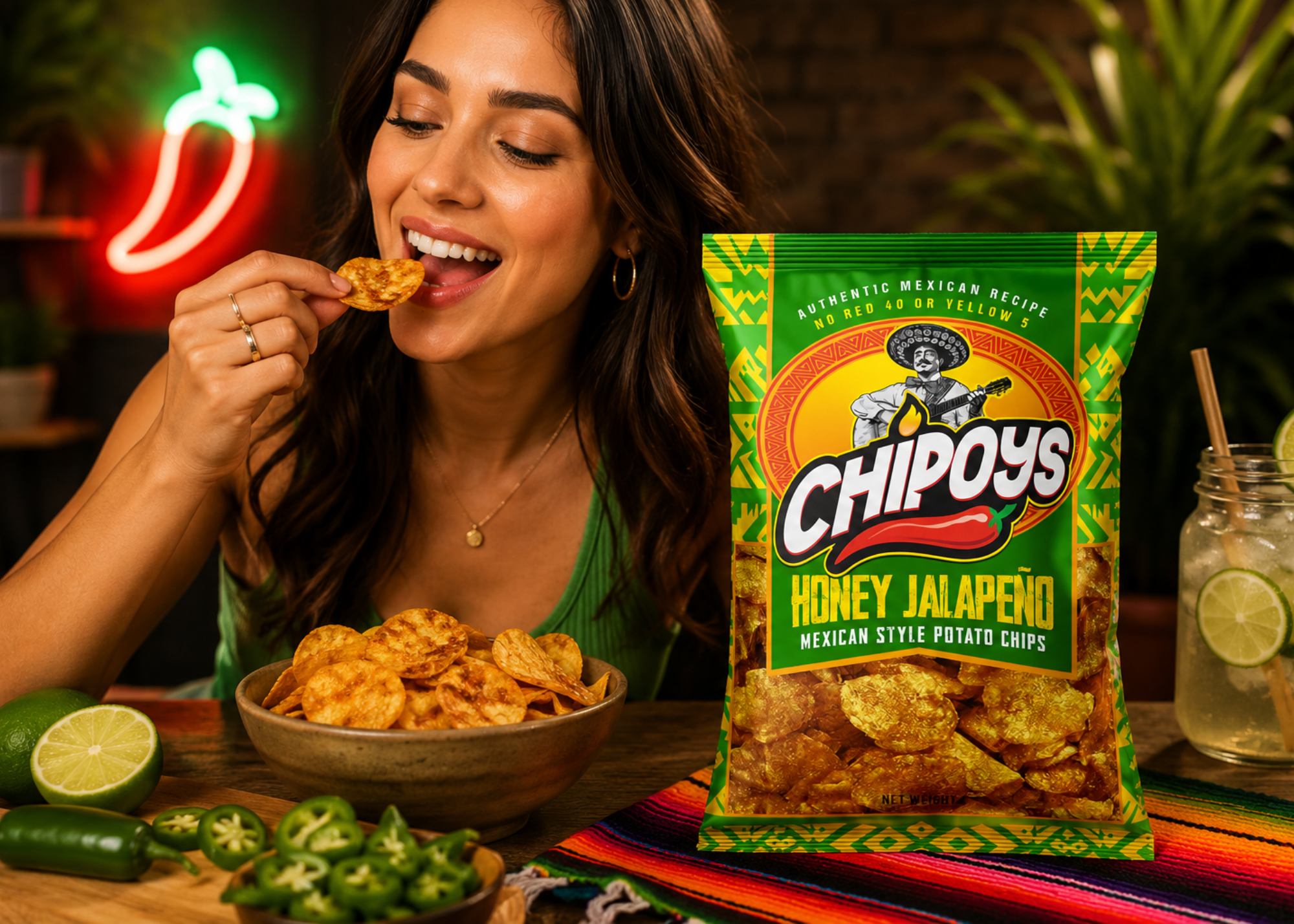 Chipoys Honey Jalapeño Mexican Style Potato Chips, 2.5oz (5-Pack)