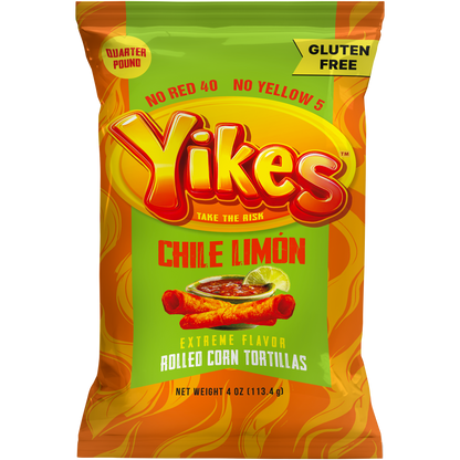 Yikes Chile Limón Chips – Spicy Chili Lime Snack, 4oz Bags (Case of 10)