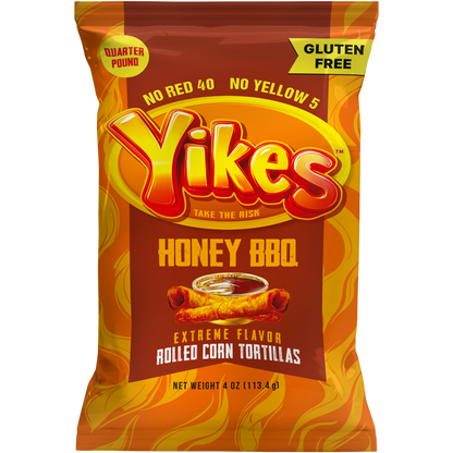 Yikes Honey BBQ Chips – Sweet & Smoky Barbecue Snack, 4oz Bags (Case of 10)