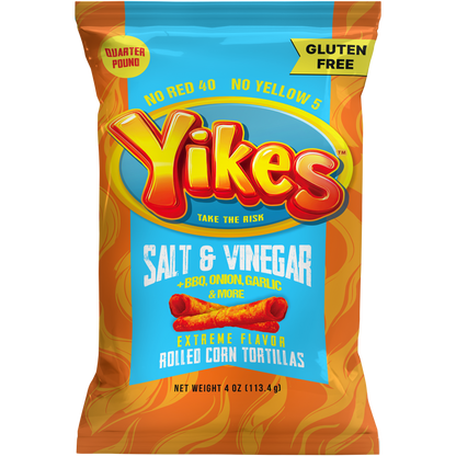 Yikes Salt & Vinegar Chips – Tangy Kettle Style Snack, 4oz Bags (Case of 10)