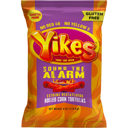 Yikes Sound The Alarm Chips – Extra Hot Spicy Snack, 4oz Bags (Case of 10)