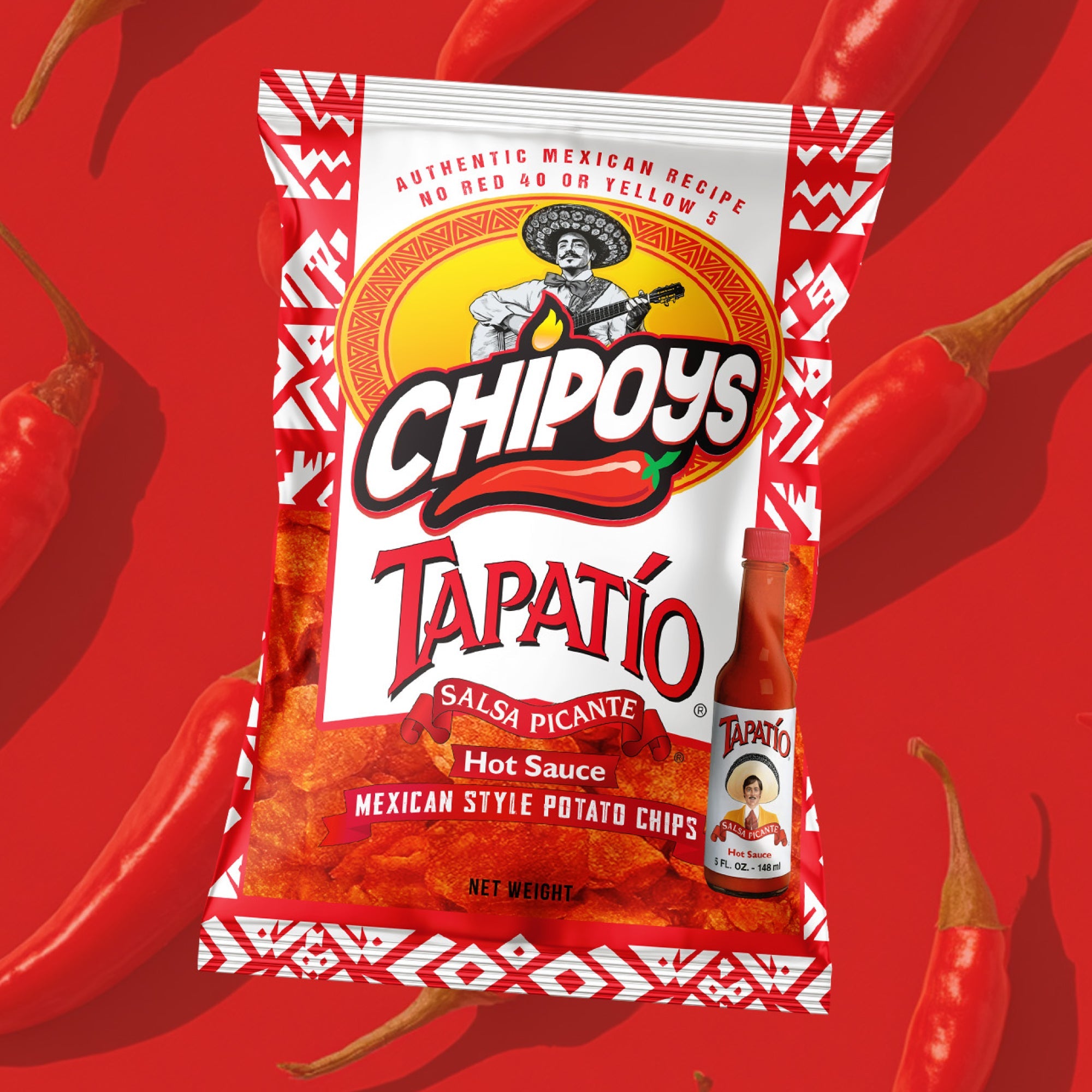 Chipoys Tapatío Mexican Style Potato Chips, 2.5oz Bag